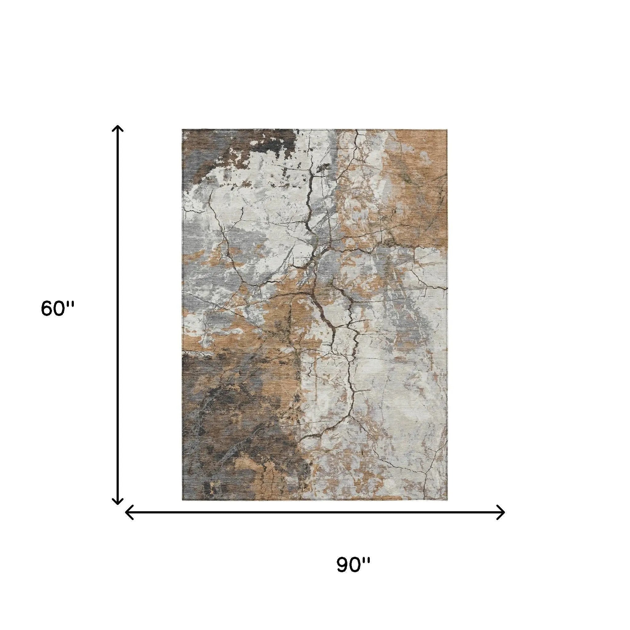 5' X 8' Copper And Ivory Abstract Washable Indoor Outdoor Area Rug Homeroots Outdoor