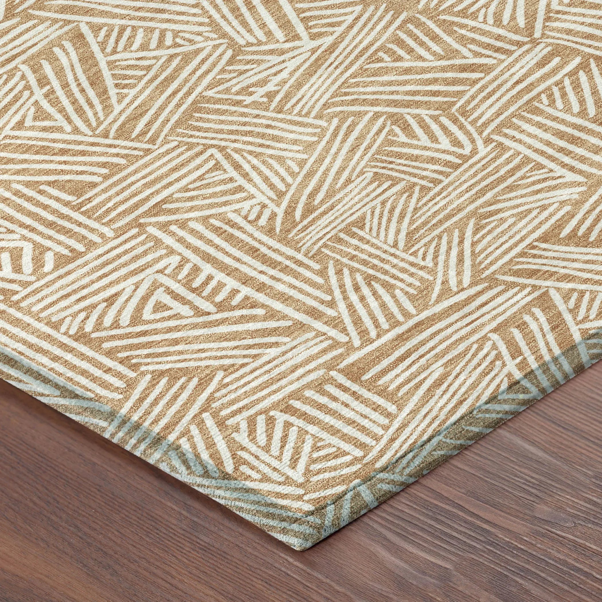 5' X 8' Copper And Ivory Geometric Washable Indoor Outdoor Area Rug Homeroots Outdoor