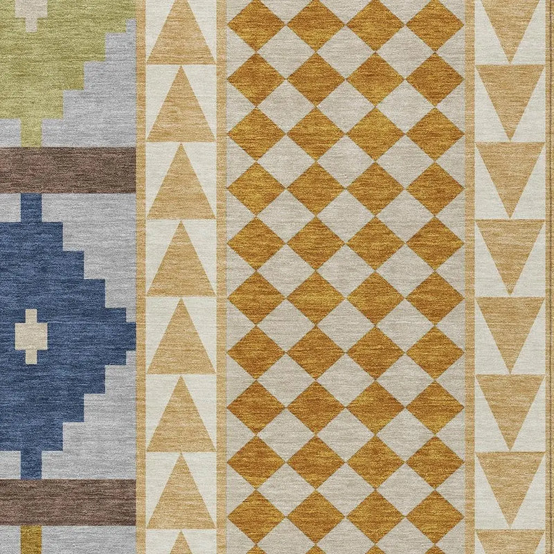 5' X 8' Copper And Ivory Southwestern Washable Indoor Outdoor Area Rug Homeroots Outdoor