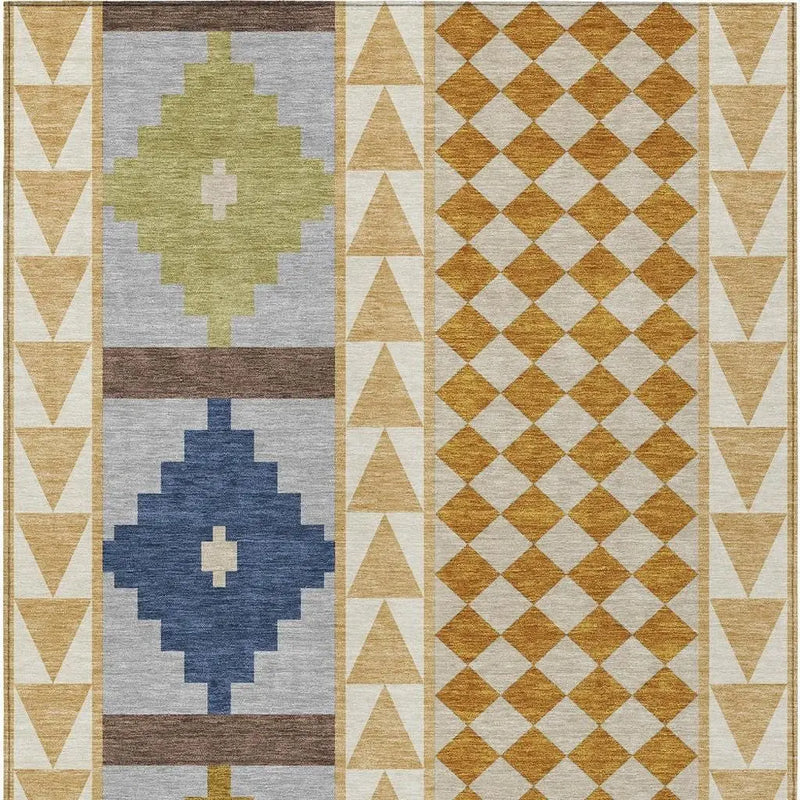 5' X 8' Copper And Ivory Southwestern Washable Indoor Outdoor Area Rug Homeroots Outdoor