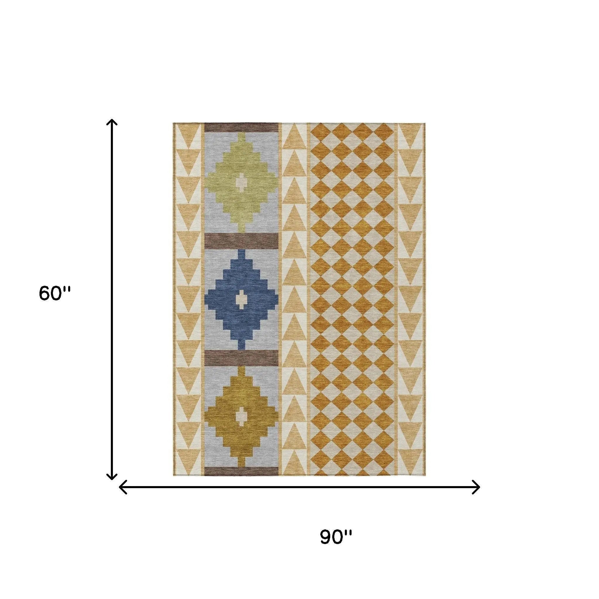 5' X 8' Copper And Ivory Southwestern Washable Indoor Outdoor Area Rug Homeroots Outdoor