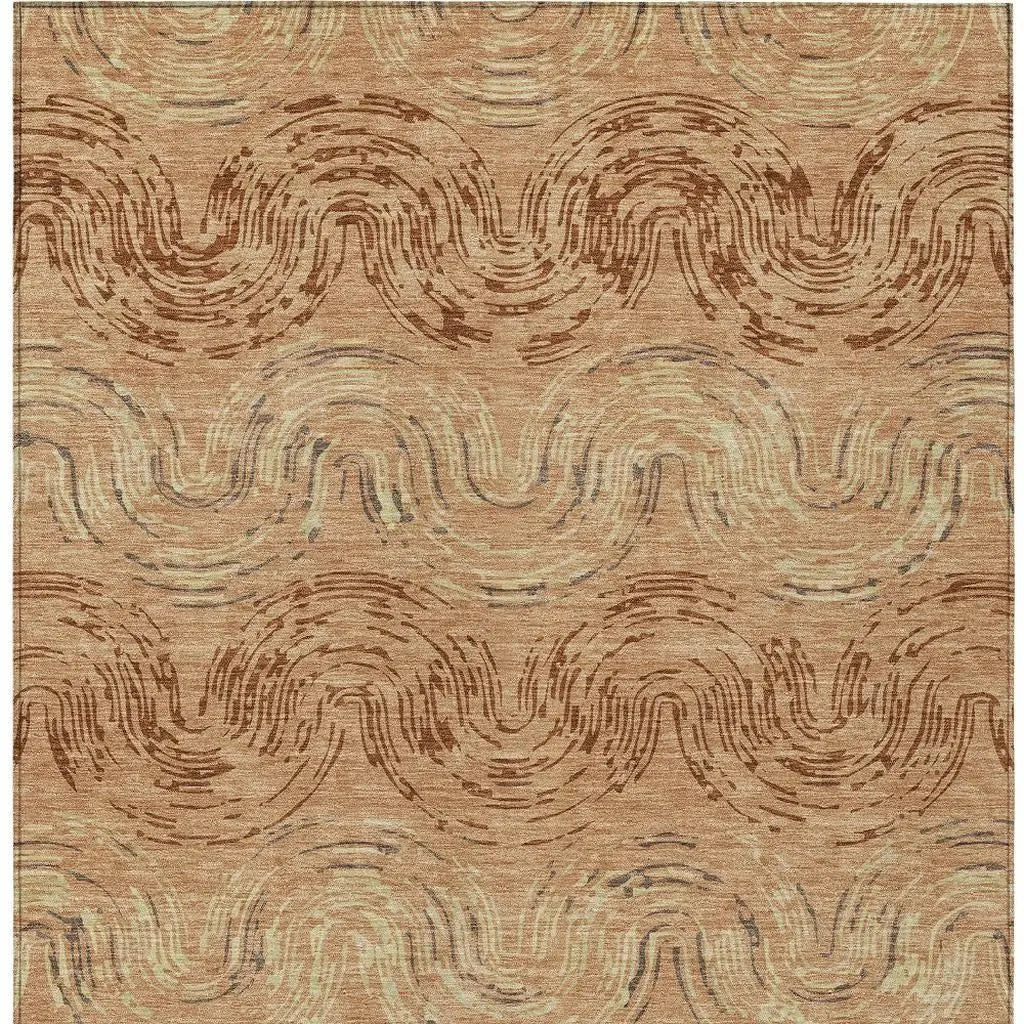 5' X 8' Copper And Orange Abstract Washable Indoor Outdoor Area Rug Homeroots Outdoor