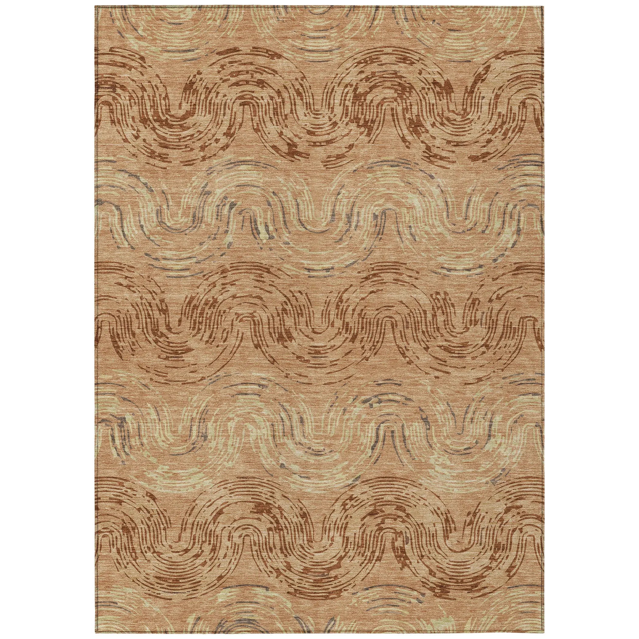 5' X 8' Copper And Orange Abstract Washable Indoor Outdoor Area Rug Homeroots Outdoor