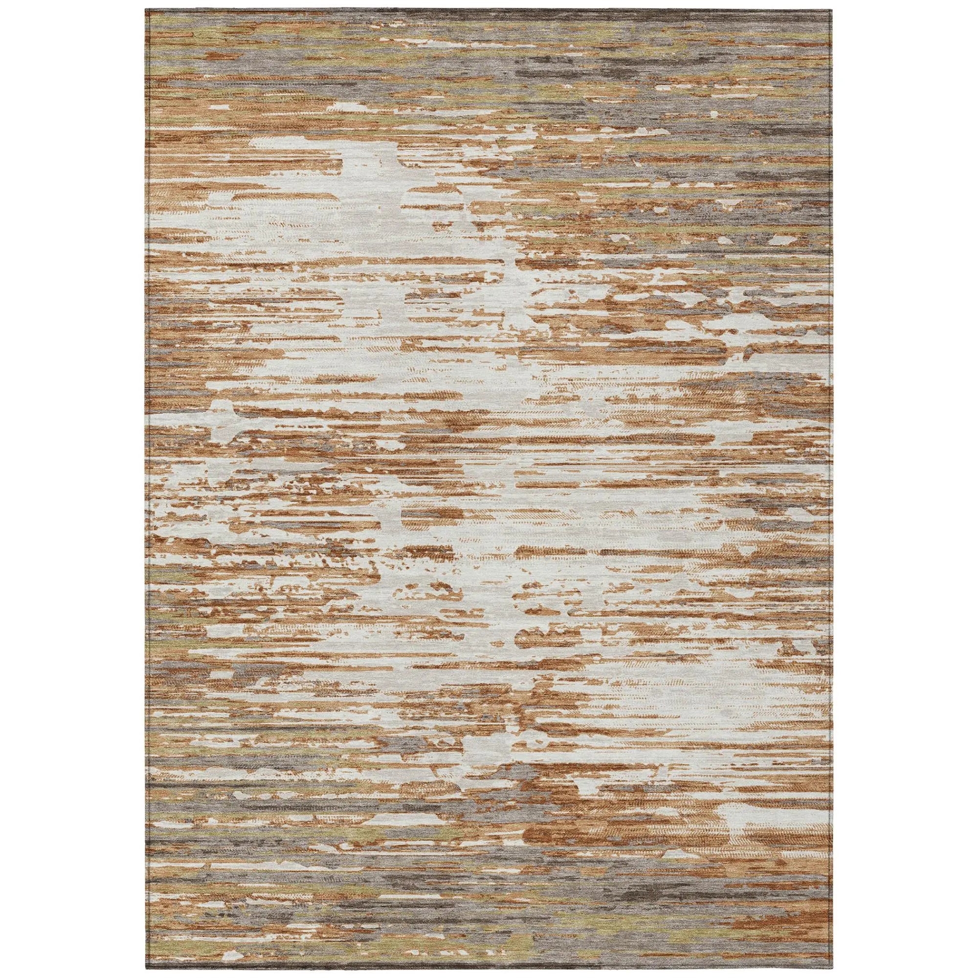 5' X 8' Copper And Orange Abstract Washable Indoor Outdoor Area Rug Homeroots Outdoor