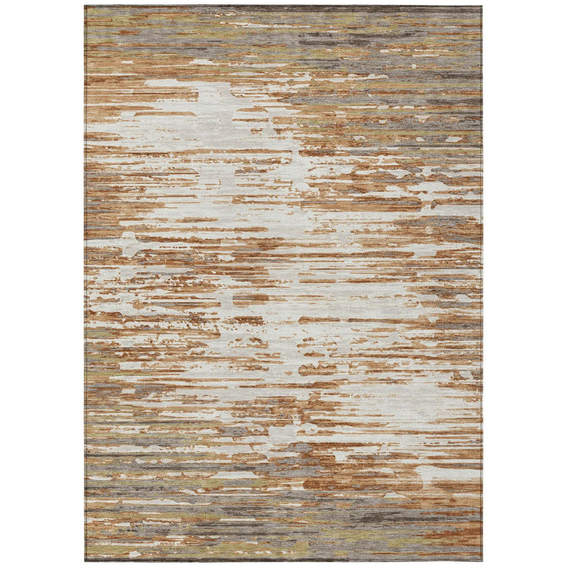 5' X 8' Copper And Orange Abstract Washable Indoor Outdoor Area Rug Homeroots Outdoor