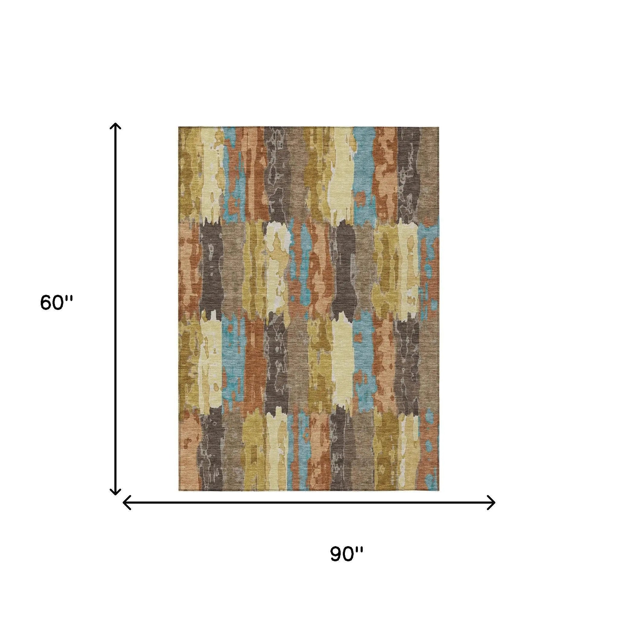5' X 8' Copper And Orange Abstract Washable Indoor Outdoor Area Rug Homeroots Outdoor