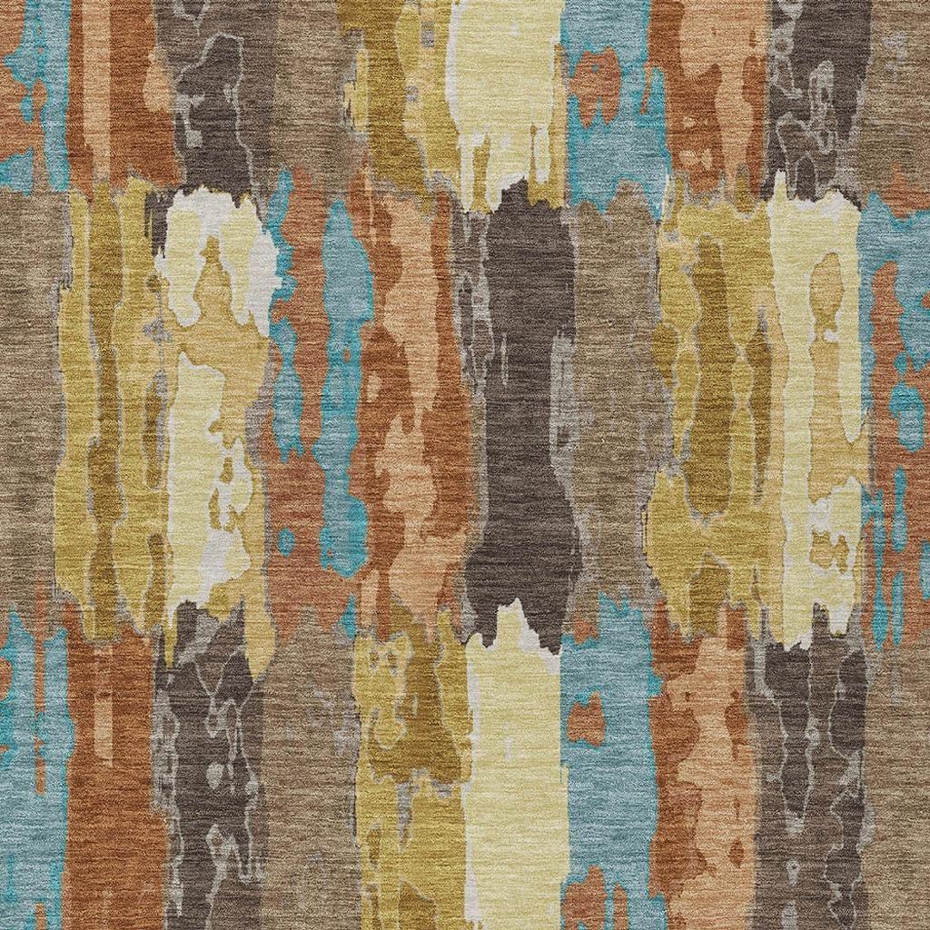 5' X 8' Copper And Orange Abstract Washable Indoor Outdoor Area Rug Homeroots Outdoor