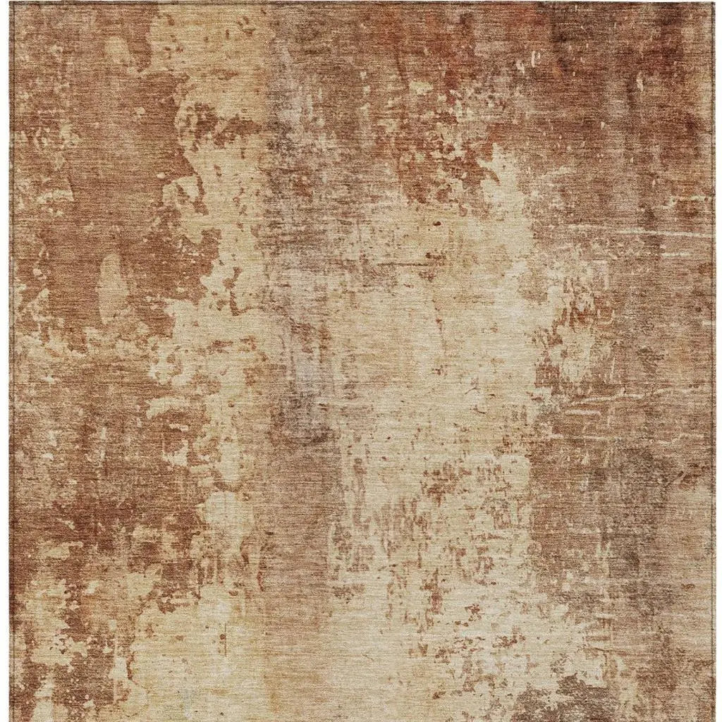 5' X 8' Copper And Orange Abstract Washable Indoor Outdoor Area Rug Homeroots Outdoor