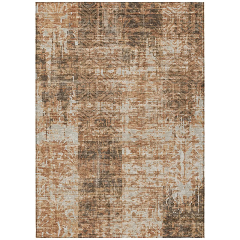 5' X 8' Copper And Orange Abstract Washable Indoor Outdoor Area Rug Homeroots Outdoor