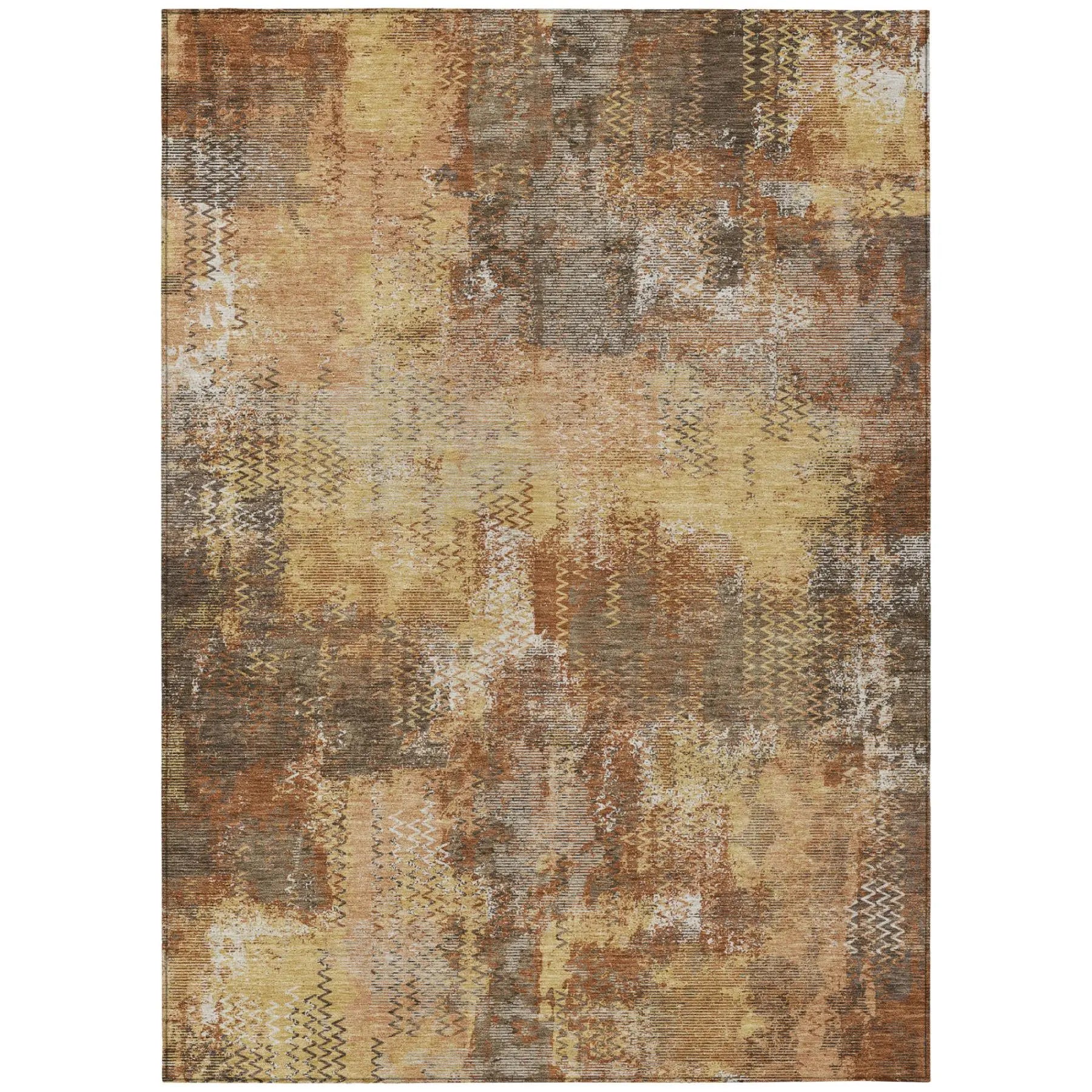 5' X 8' Copper And Orange Abstract Washable Indoor Outdoor Area Rug Homeroots Outdoor