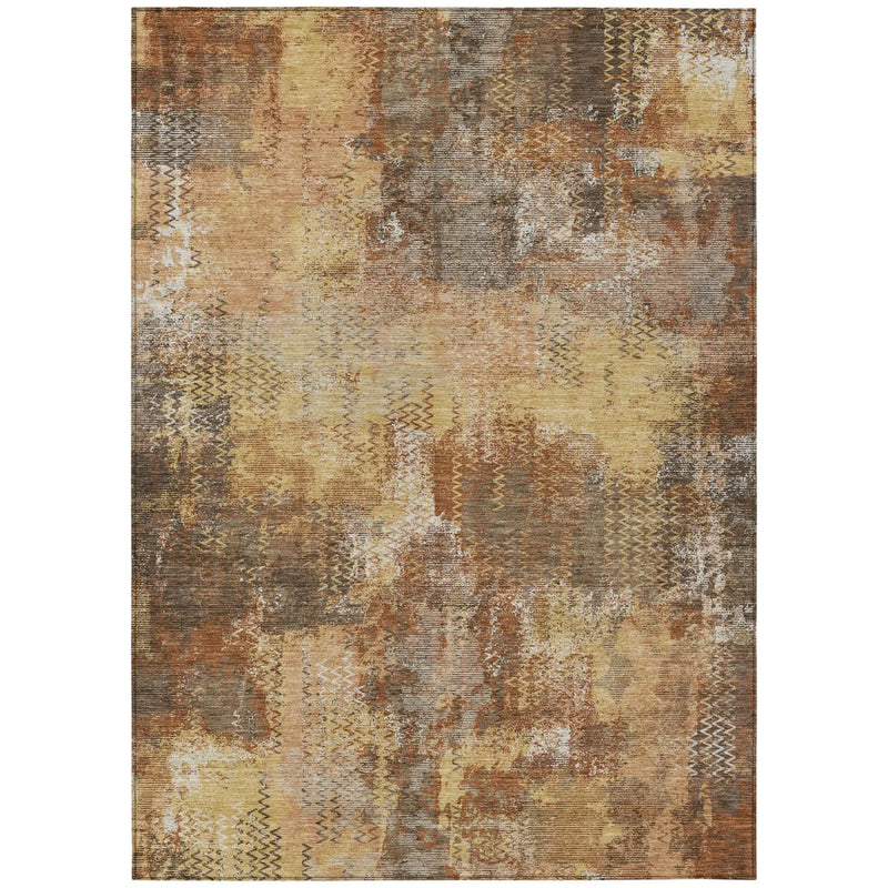 5' X 8' Copper And Orange Abstract Washable Indoor Outdoor Area Rug Homeroots Outdoor
