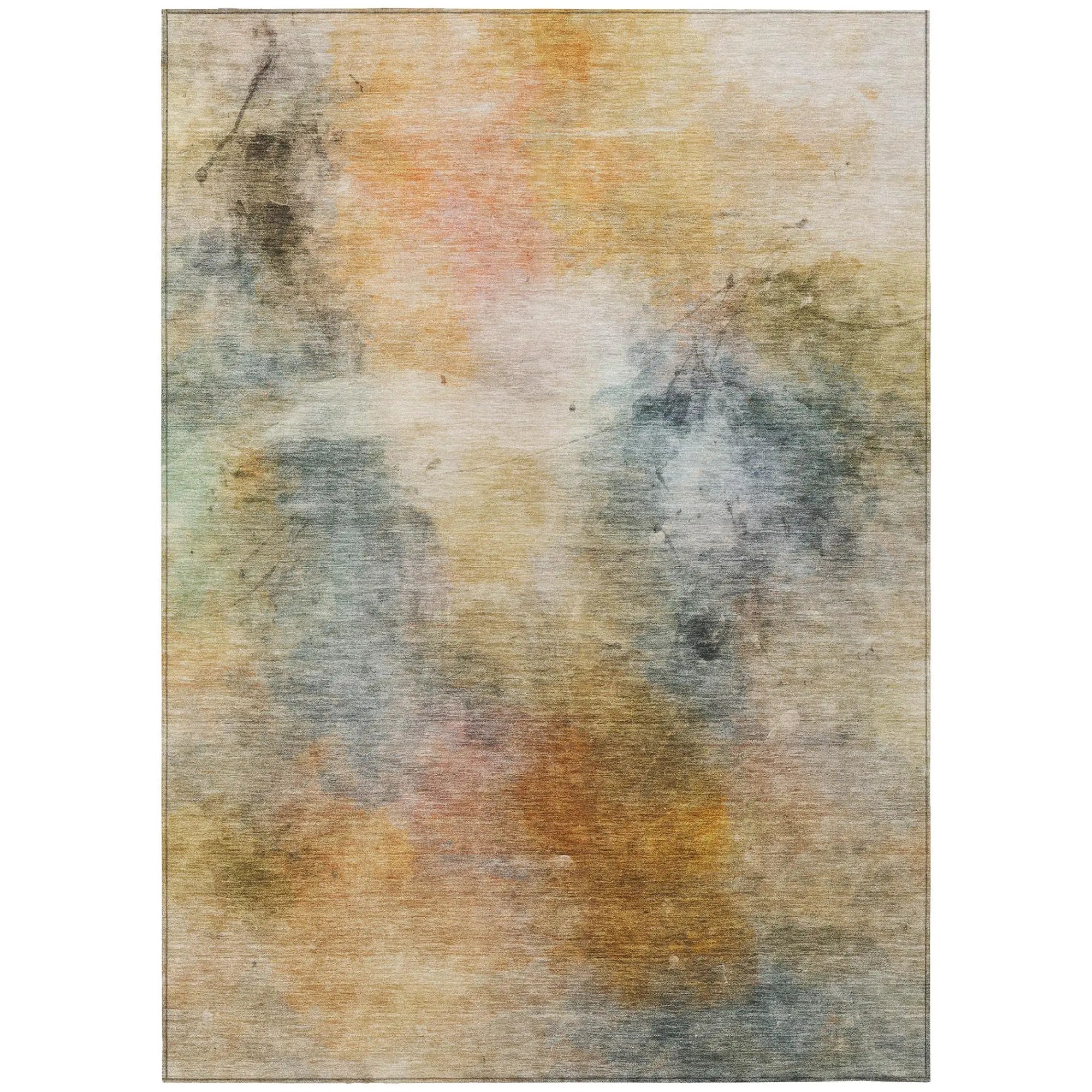 5' X 8' Copper And Orange Abstract Washable Indoor Outdoor Area Rug Homeroots Outdoor