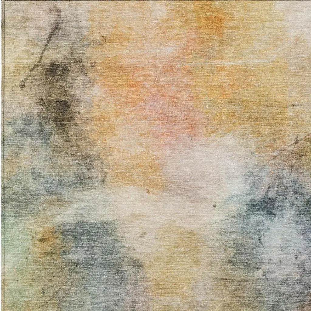 5' X 8' Copper And Orange Abstract Washable Indoor Outdoor Area Rug Homeroots Outdoor