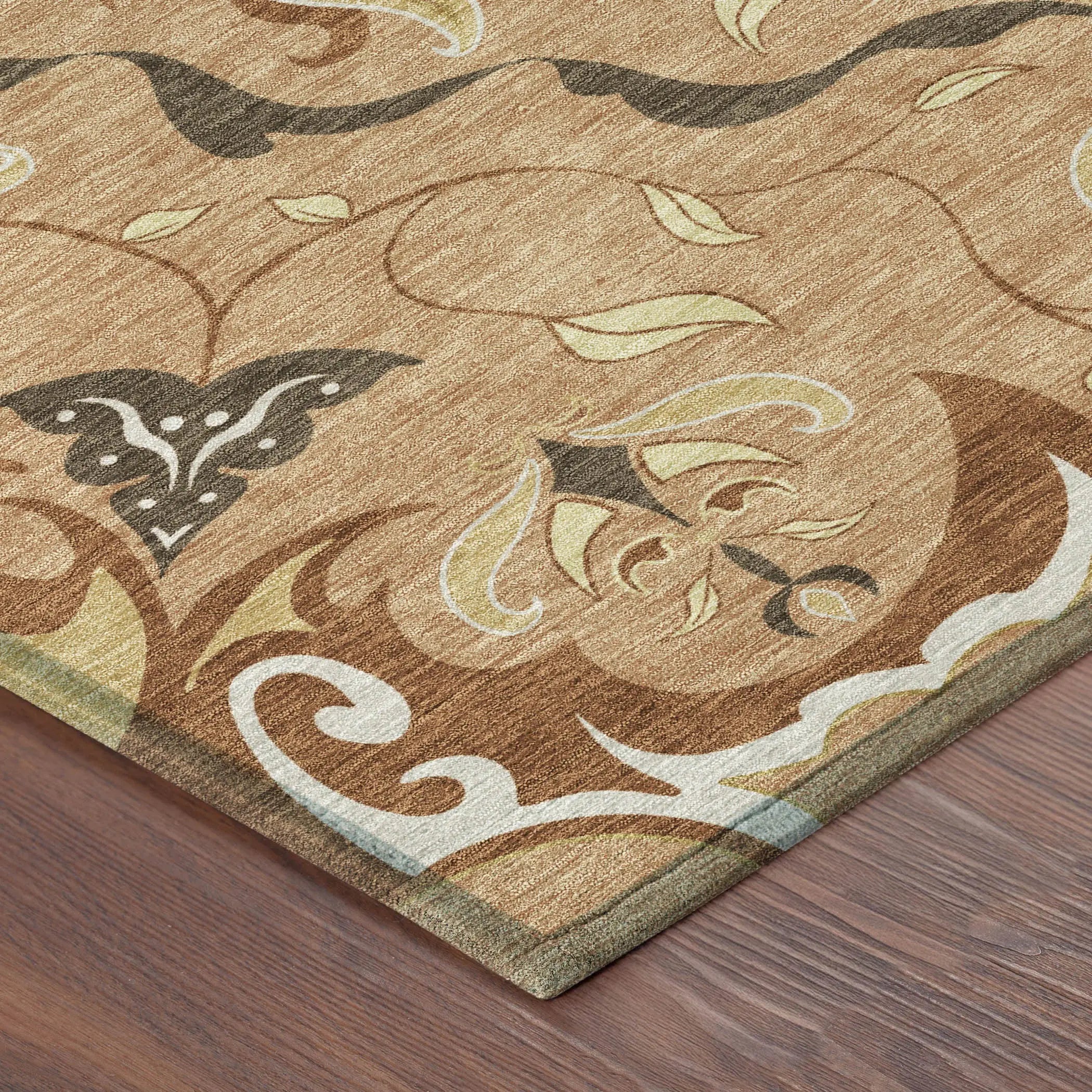 5' X 8' Copper And Orange Damask Washable Indoor Outdoor Area Rug Homeroots Outdoor