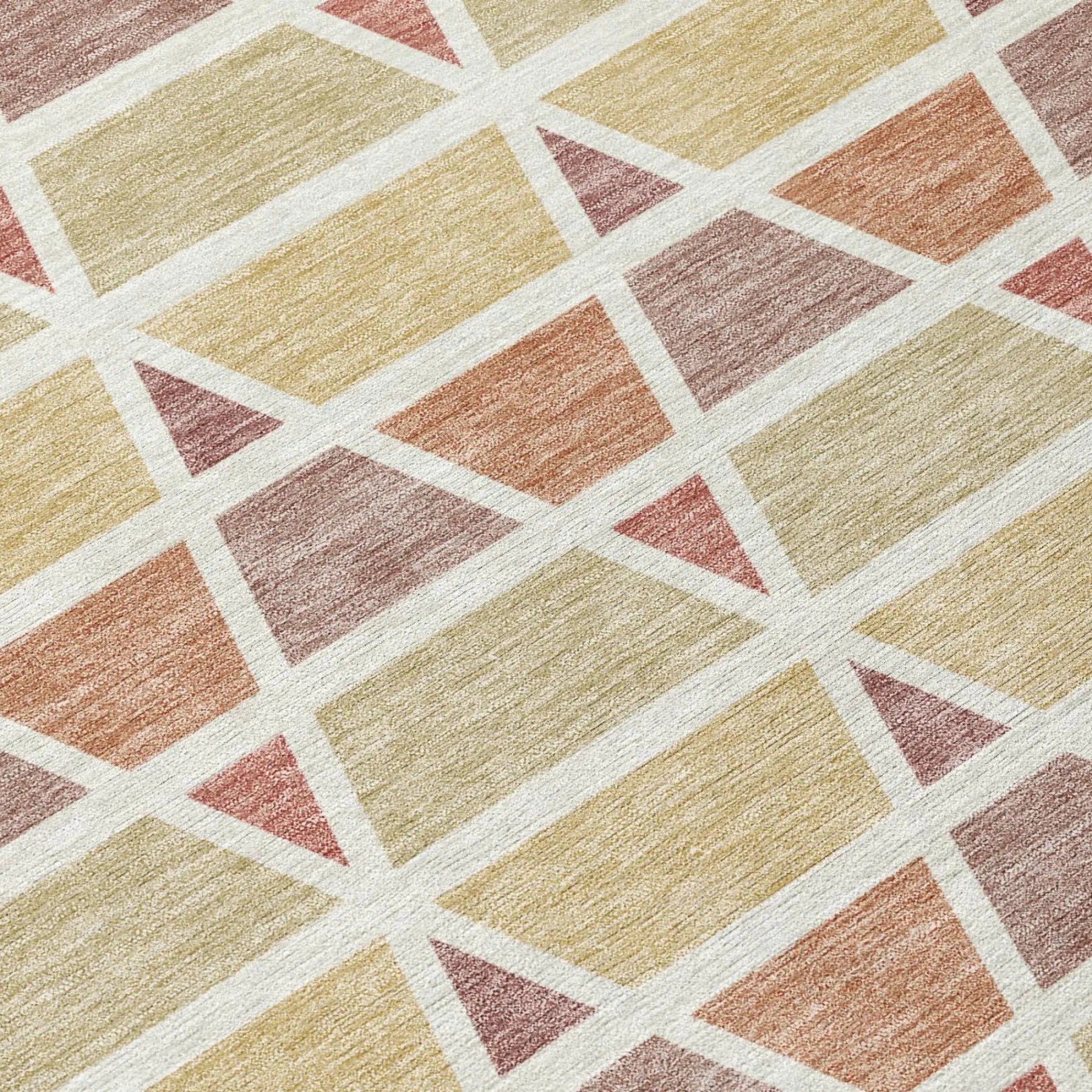 5' X 8' Copper And Orange Geometric Washable Indoor Outdoor Area Rug Homeroots Outdoor
