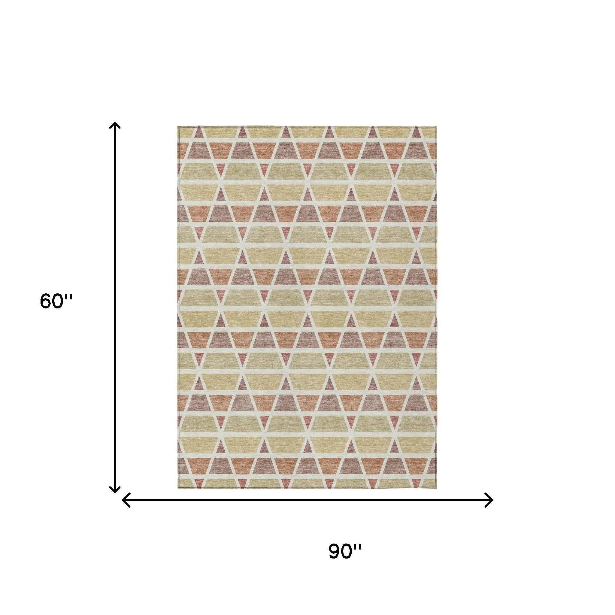 5' X 8' Copper And Orange Geometric Washable Indoor Outdoor Area Rug Homeroots Outdoor