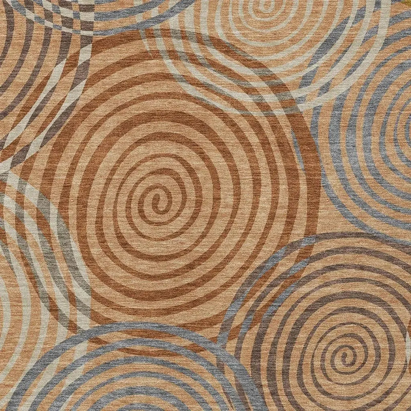 5' X 8' Copper And Orange Geometric Washable Indoor Outdoor Area Rug Homeroots Outdoor
