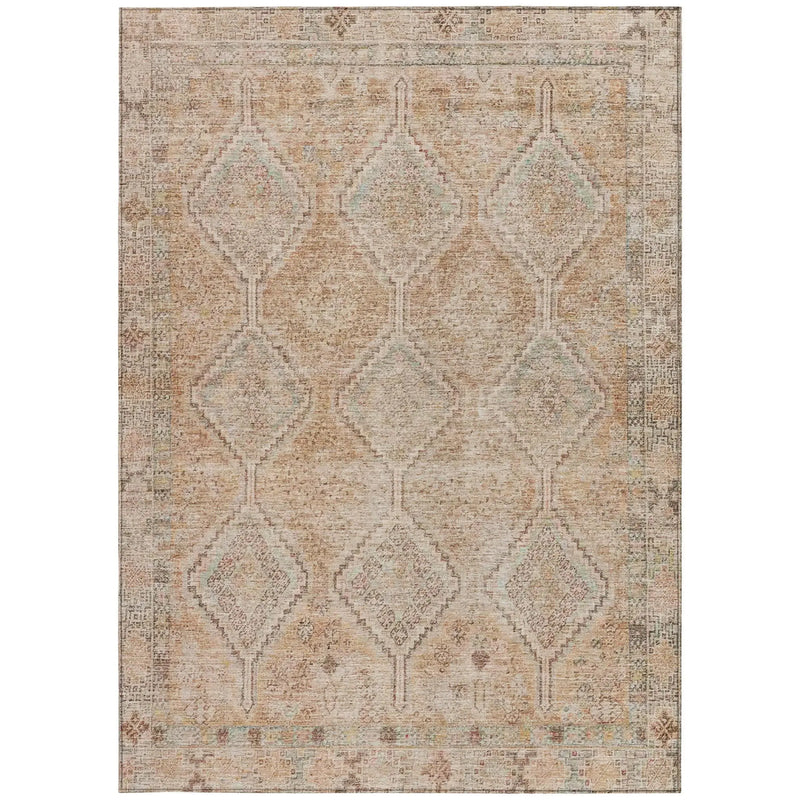 5' X 8' Copper And Orange Geometric Washable Indoor Outdoor Area Rug Homeroots Outdoor