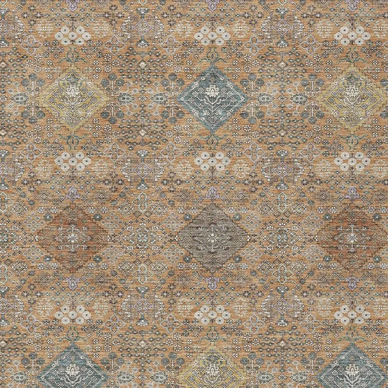 5' X 8' Copper And Orange Oriental Washable Indoor Outdoor Area Rug Homeroots Outdoor