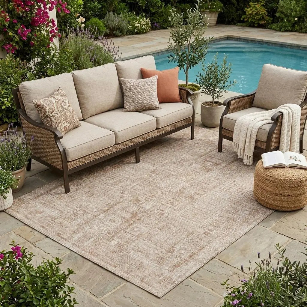 5' X 8' Copper And Orange Oriental Washable Indoor Outdoor Area Rug Homeroots Outdoor