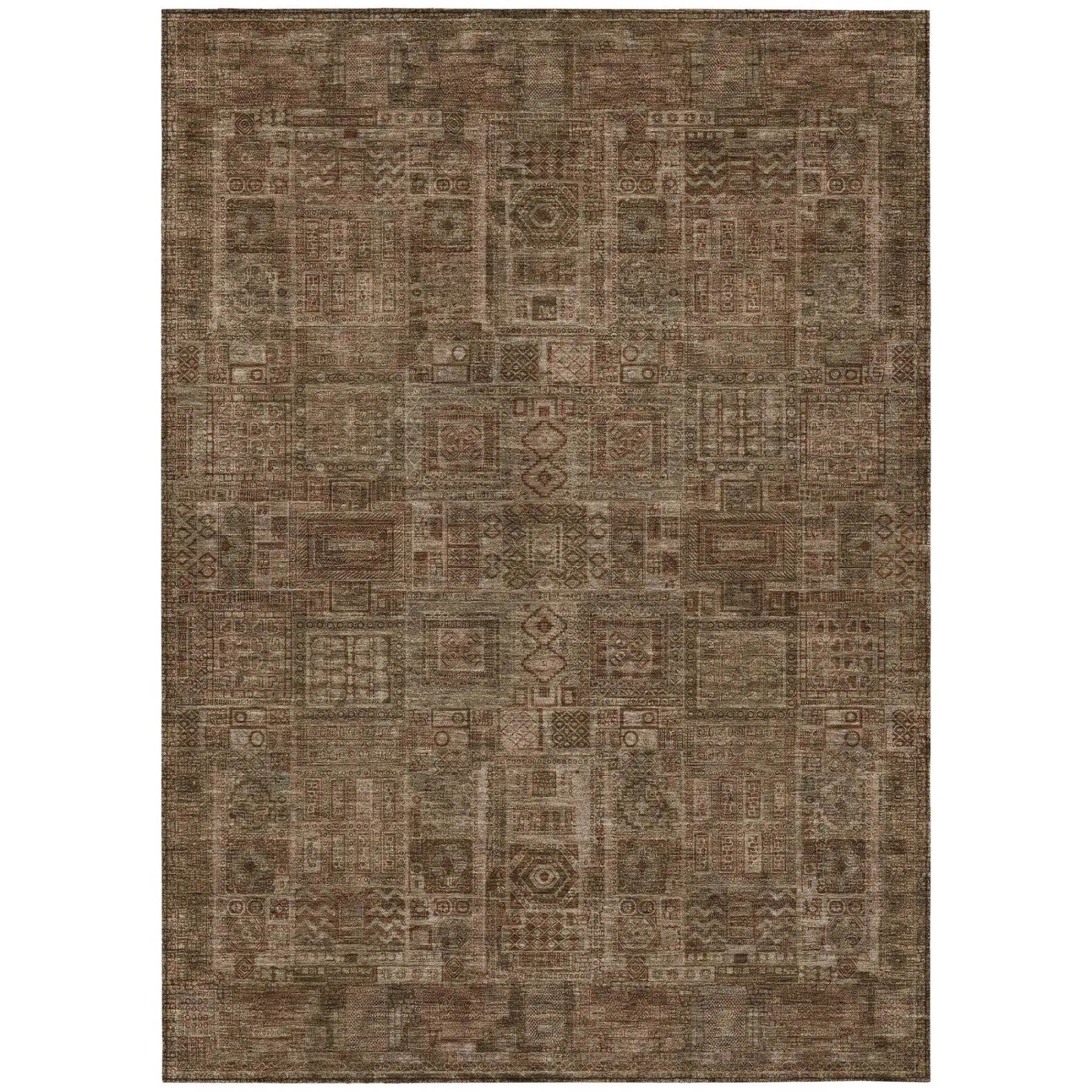 5' X 8' Copper And Orange Oriental Washable Indoor Outdoor Area Rug Homeroots Outdoor
