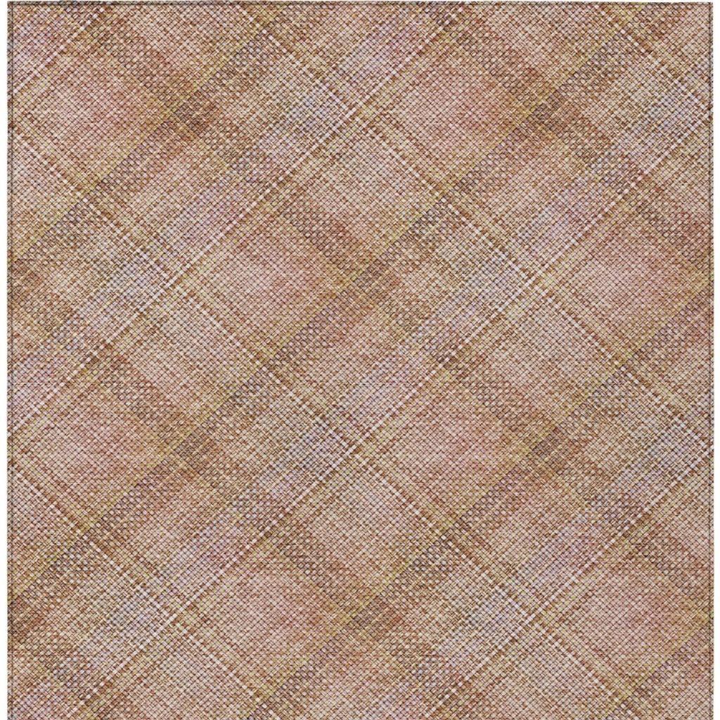 5' X 8' Copper And Orange Plaid Washable Indoor Outdoor Area Rug Homeroots Outdoor