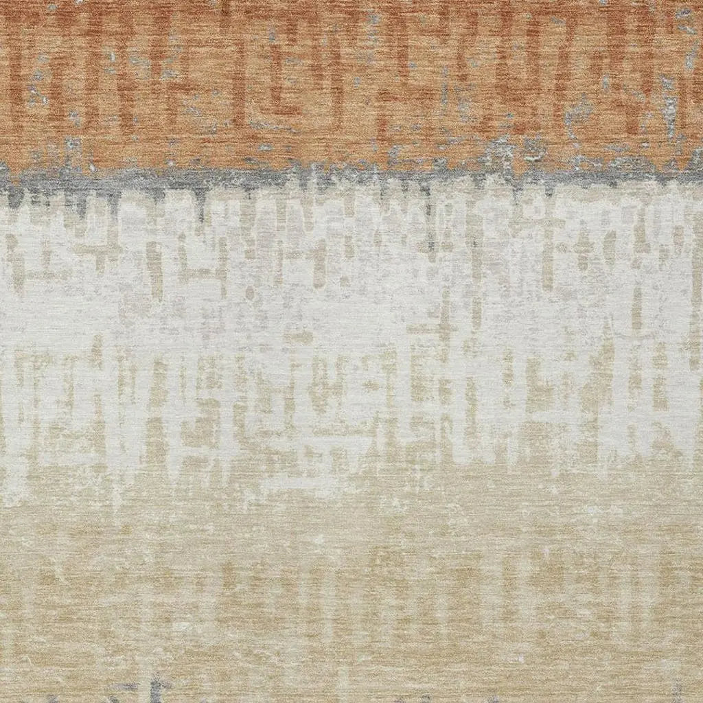 5' X 8' Copper And Orange Striped Washable Indoor Outdoor Area Rug Homeroots Outdoor