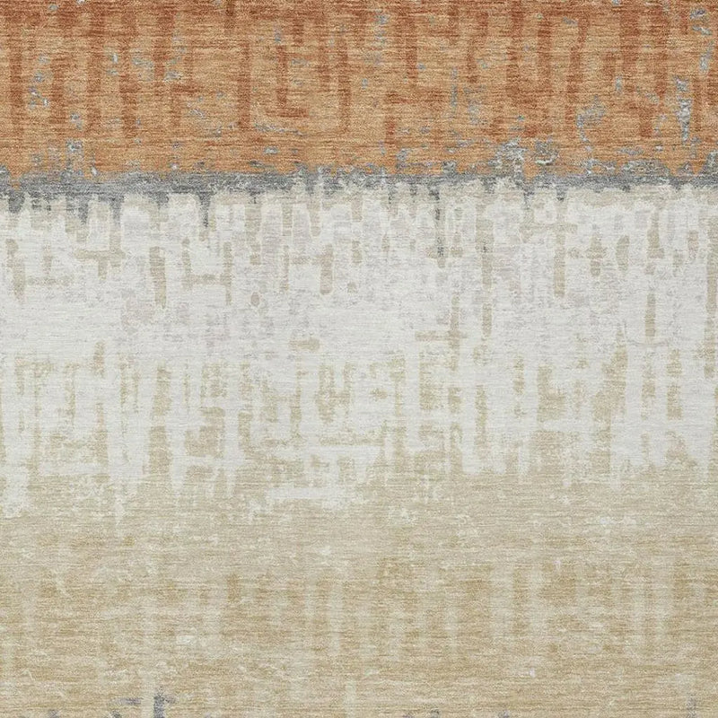 5' X 8' Copper And Orange Striped Washable Indoor Outdoor Area Rug Homeroots Outdoor