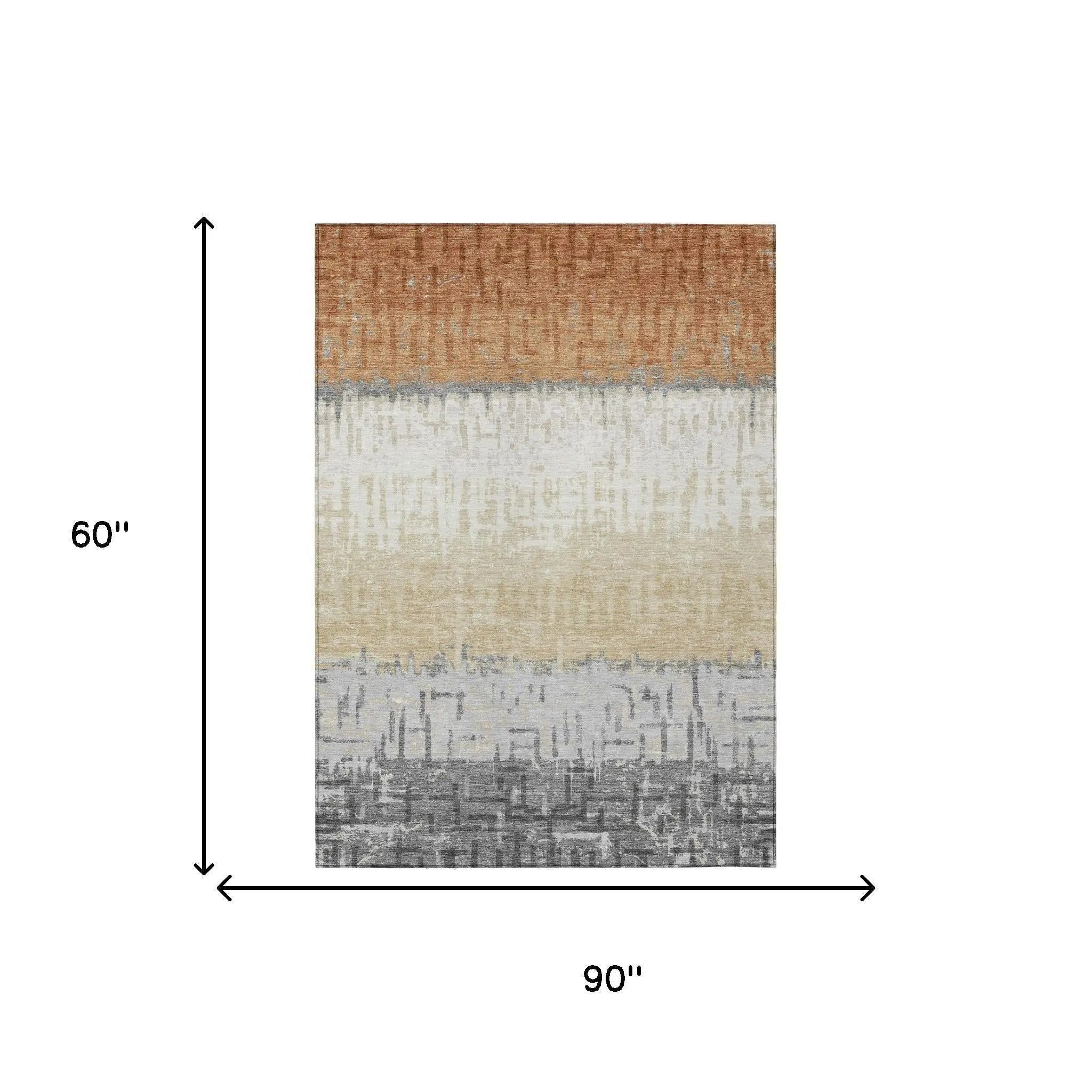 5' X 8' Copper And Orange Striped Washable Indoor Outdoor Area Rug Homeroots Outdoor