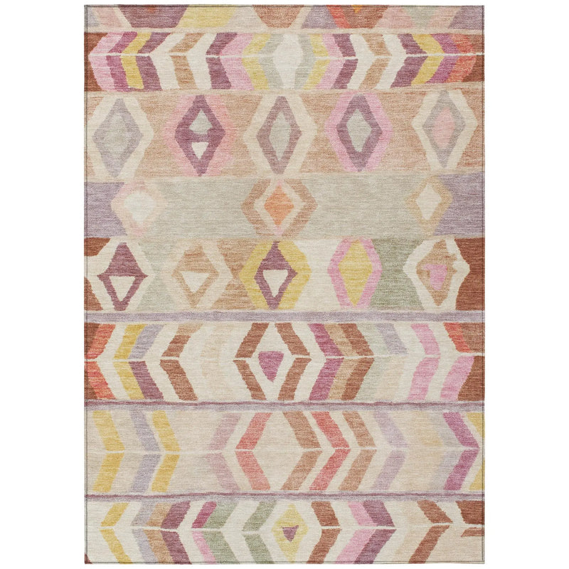 5' X 8' Copper And Orange Tribal Washable Indoor Outdoor Area Rug Homeroots Outdoor