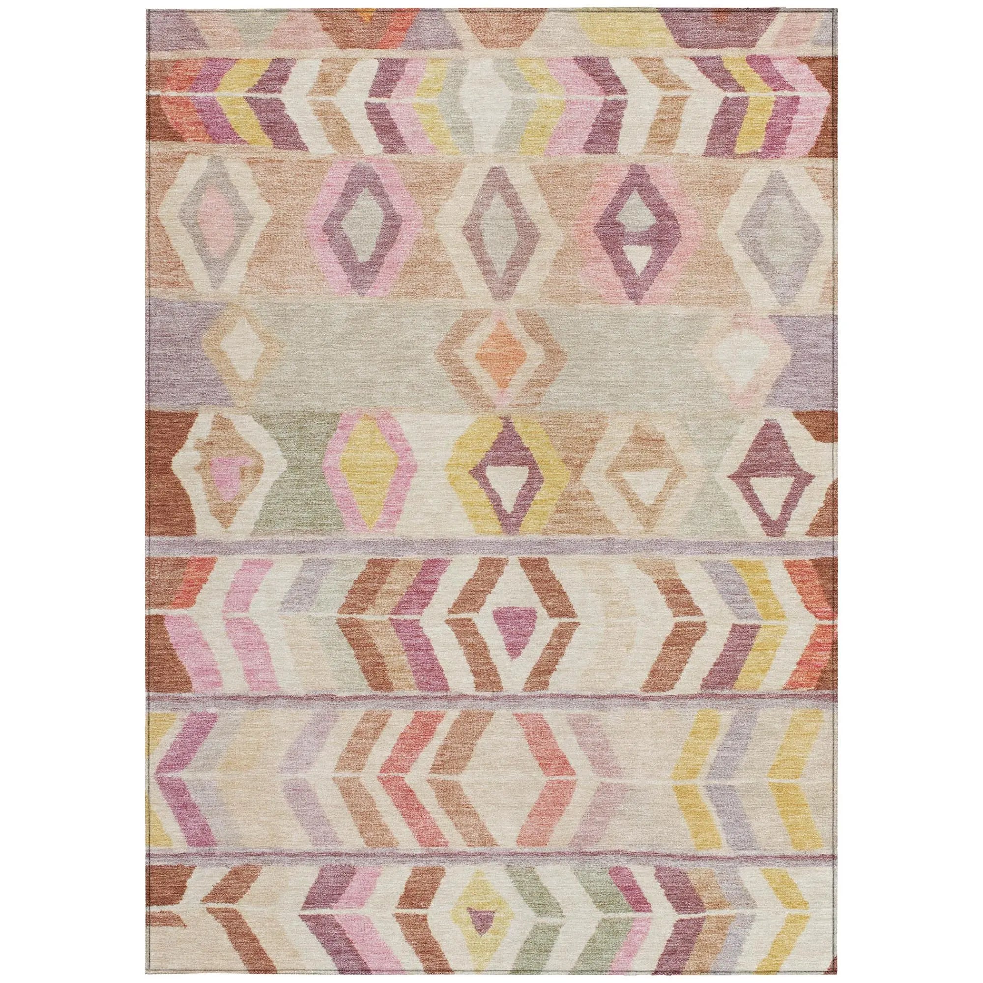 5' X 8' Copper And Orange Tribal Washable Indoor Outdoor Area Rug Homeroots Outdoor