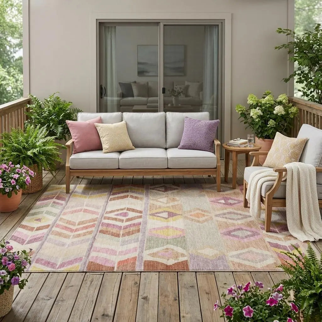 5' X 8' Copper And Orange Tribal Washable Indoor Outdoor Area Rug Homeroots Outdoor
