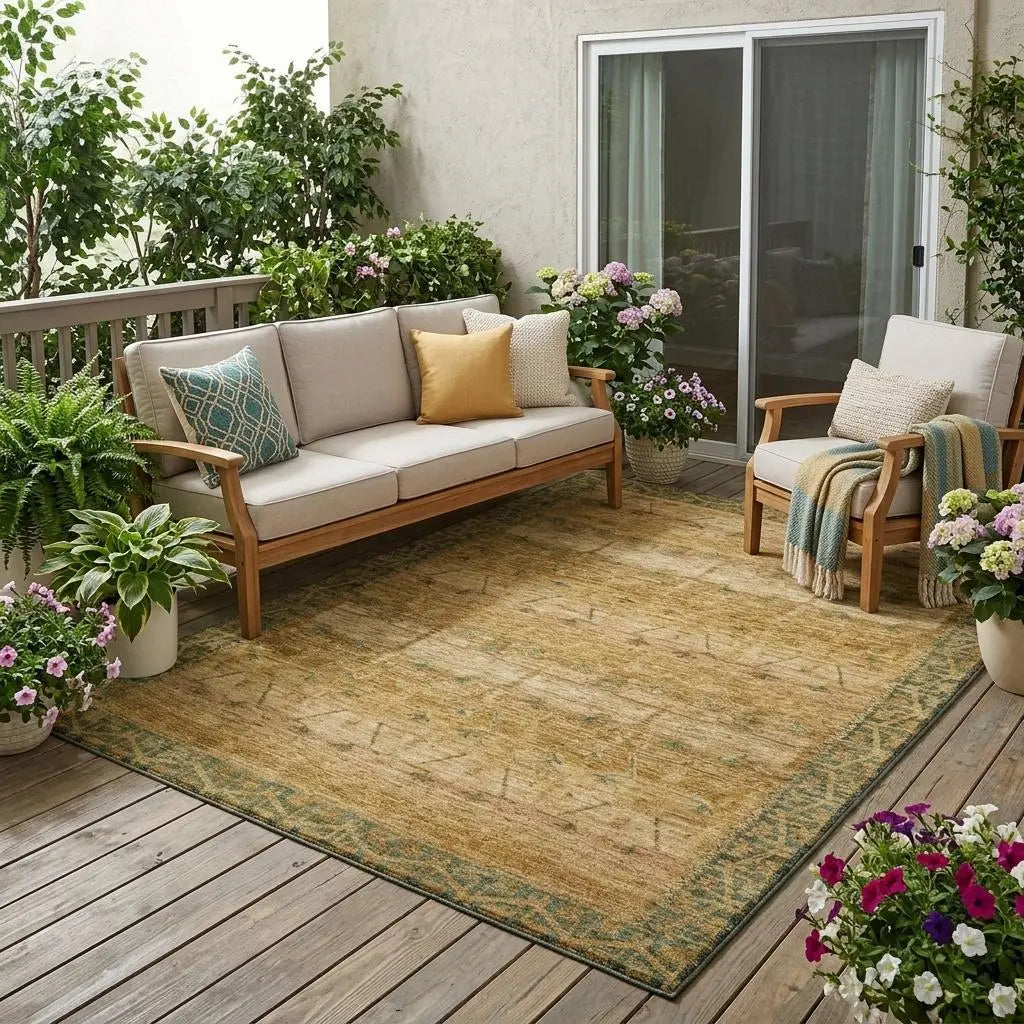 5' X 8' Copper And Orange Tribal Washable Indoor Outdoor Area Rug Homeroots Outdoor