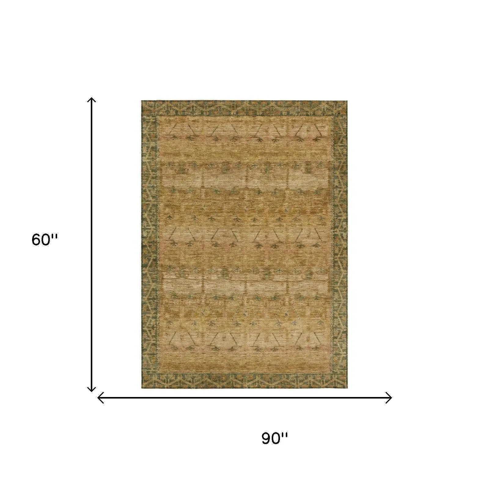 5' X 8' Copper And Orange Tribal Washable Indoor Outdoor Area Rug Homeroots Outdoor