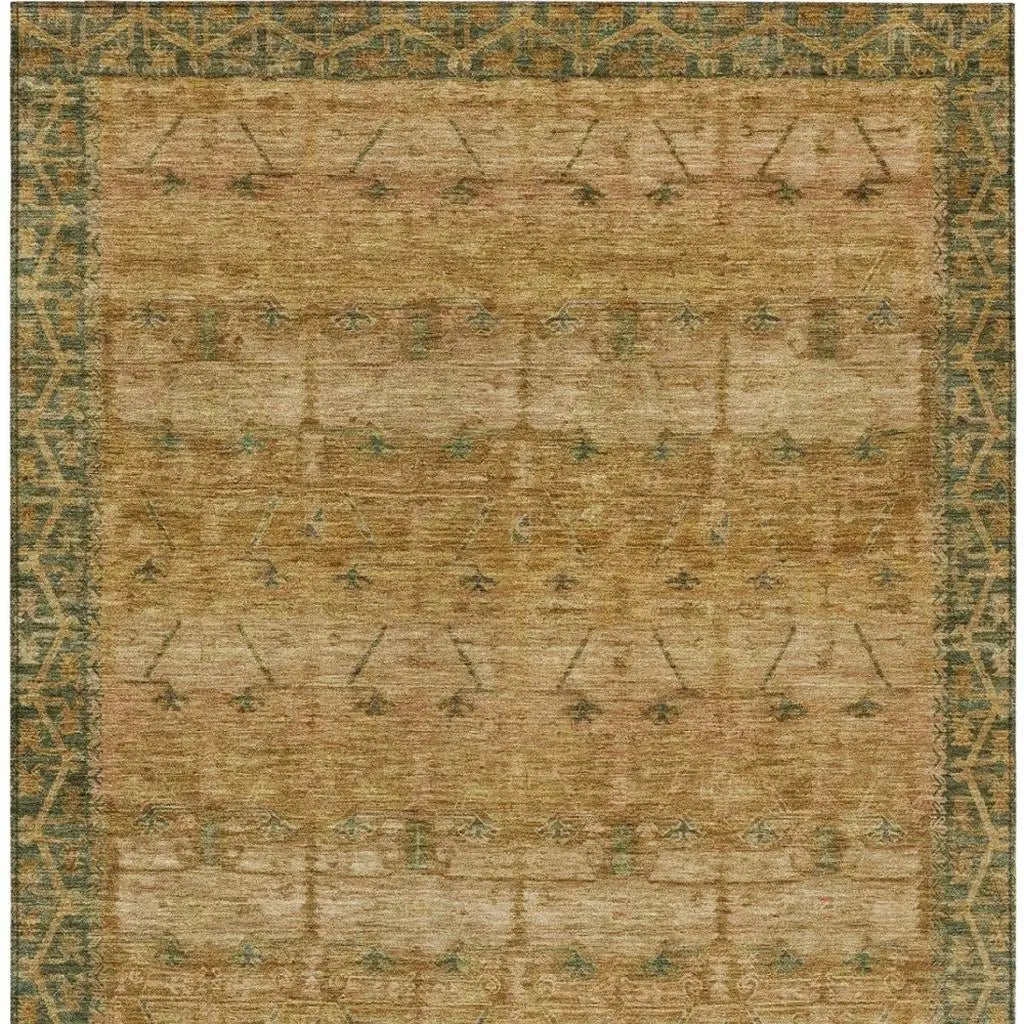 5' X 8' Copper And Orange Tribal Washable Indoor Outdoor Area Rug Homeroots Outdoor