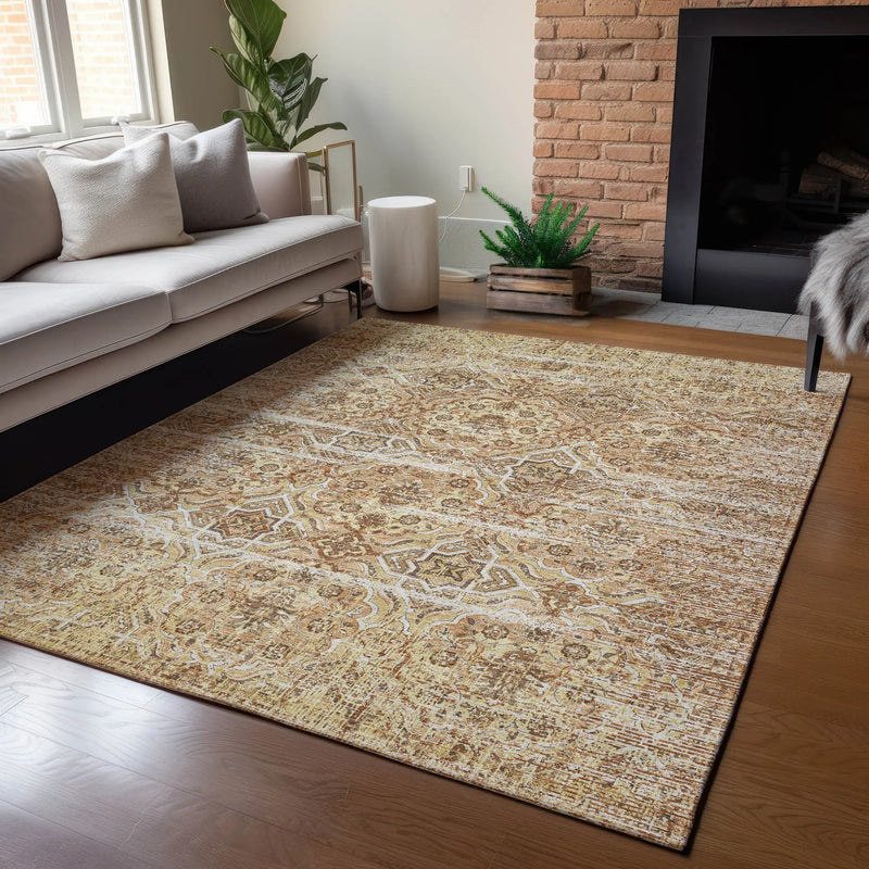 5' X 8' Copper And Purple Floral Washable Indoor Outdoor Area Rug Homeroots Outdoor