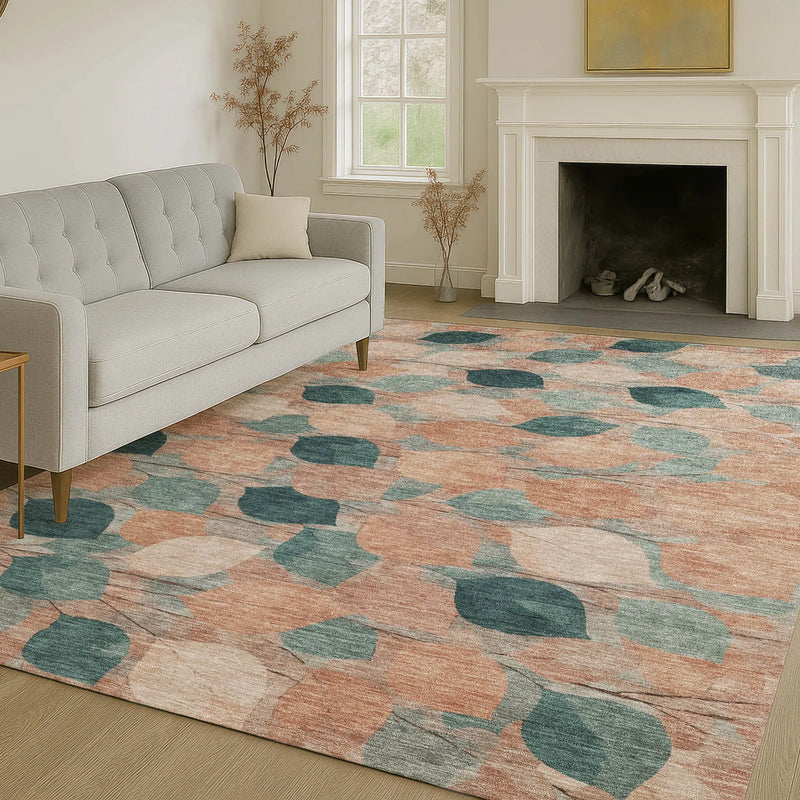5' X 8' Copper And Salmon Floral Washable Indoor Outdoor Area Rug Homeroots Outdoor