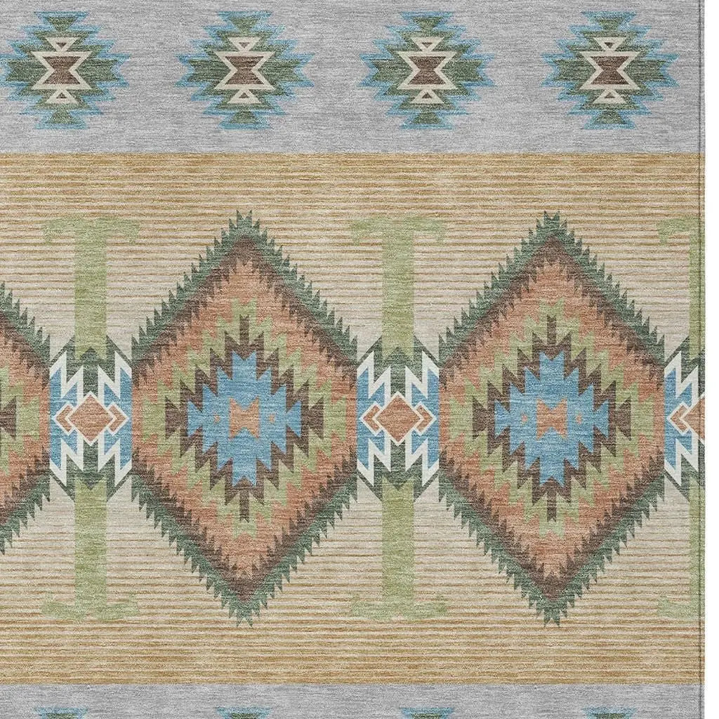 5' X 8' Copper And Silver Southwestern Washable Indoor Outdoor Area Rug Homeroots Outdoor