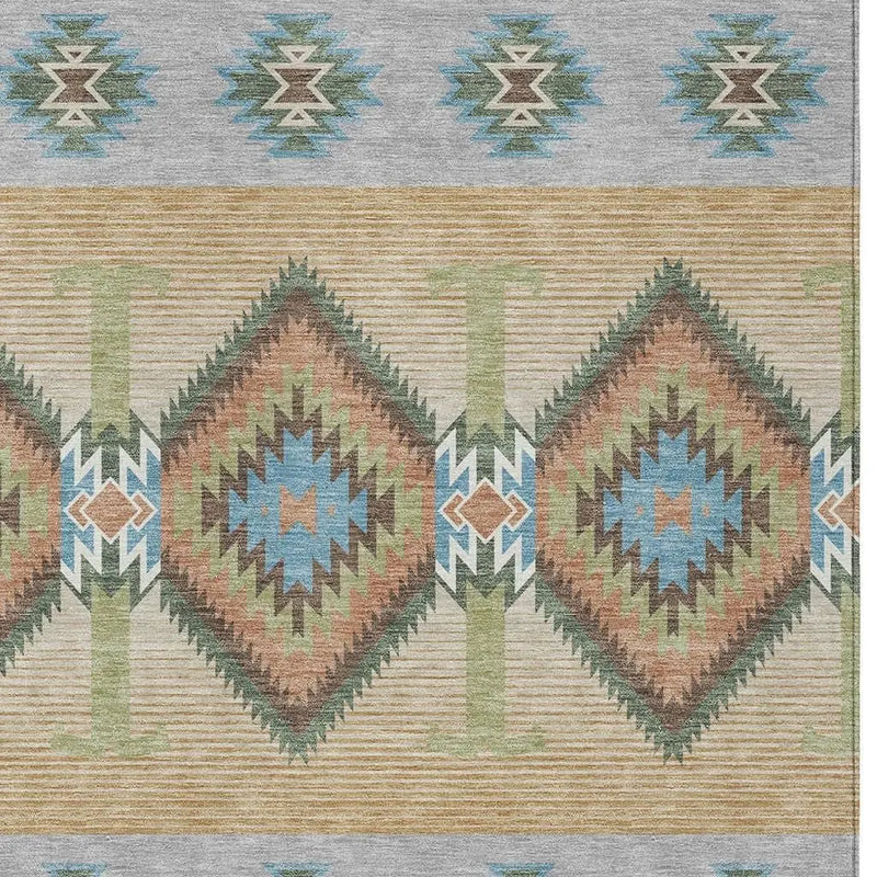 5' X 8' Copper And Silver Southwestern Washable Indoor Outdoor Area Rug Homeroots Outdoor