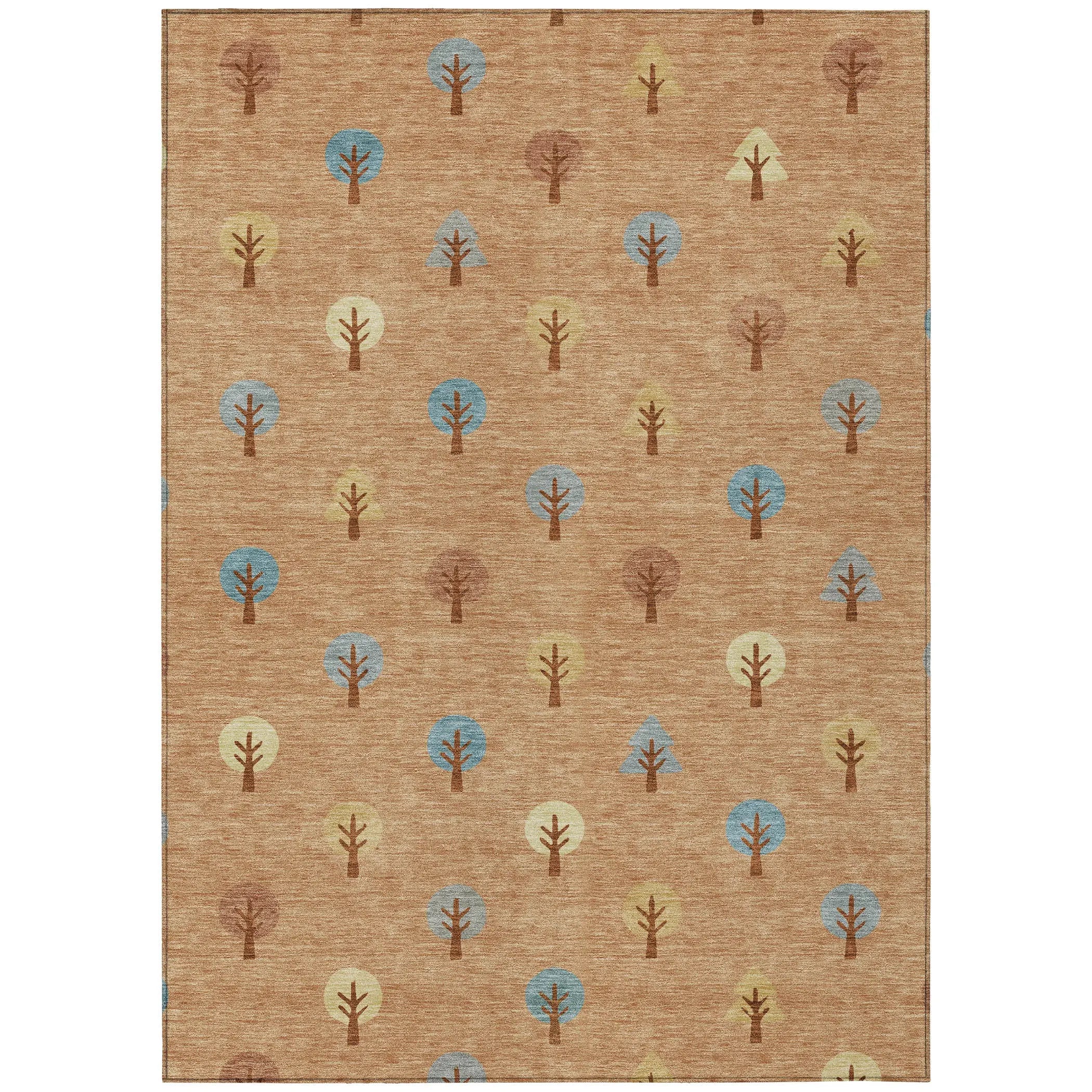 5' X 8' Copper And Teal Blue Geometric Washable Indoor Outdoor Area Rug Homeroots Outdoor