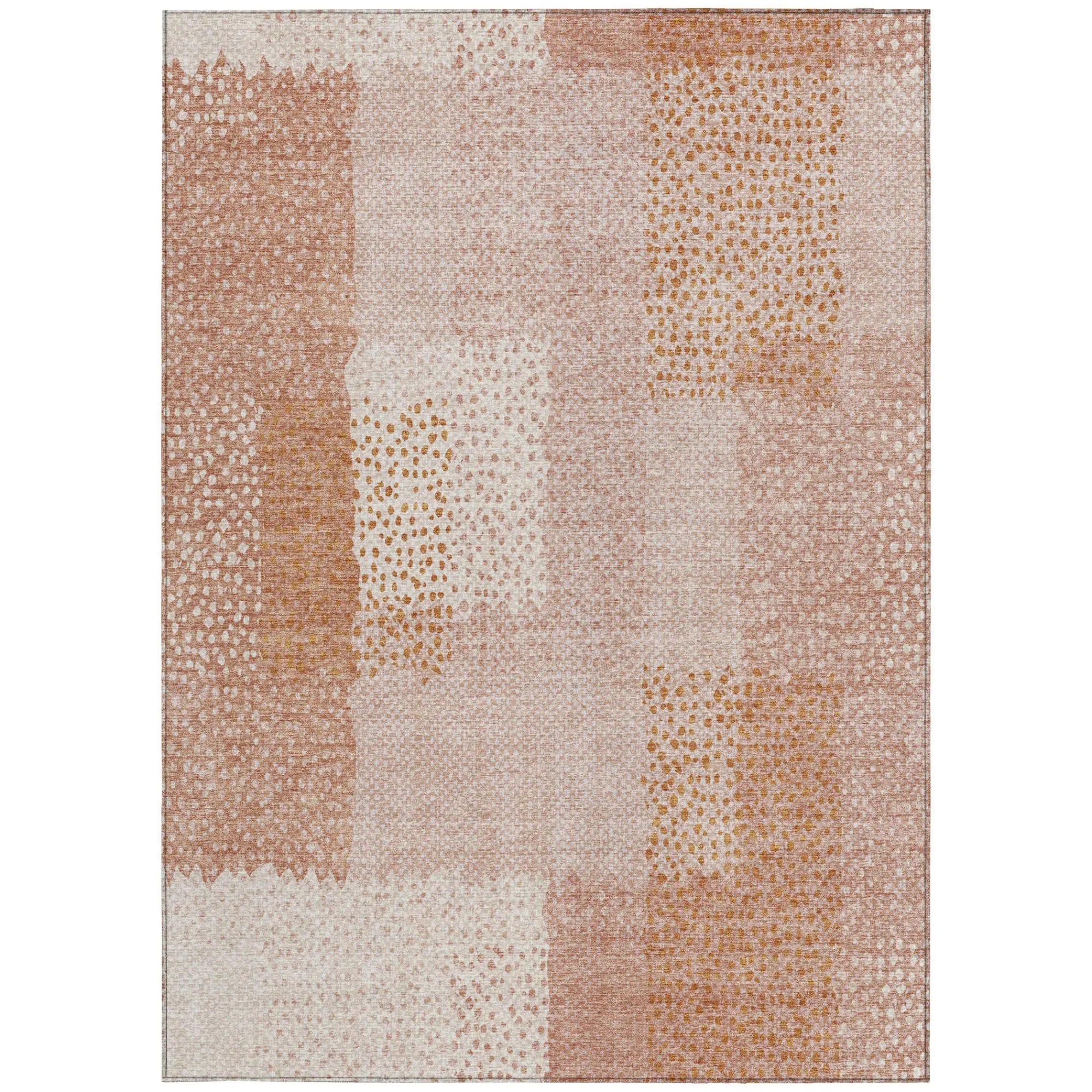 5' X 8' Coral And Orange Abstract Washable Indoor Outdoor Area Rug Homeroots Outdoor