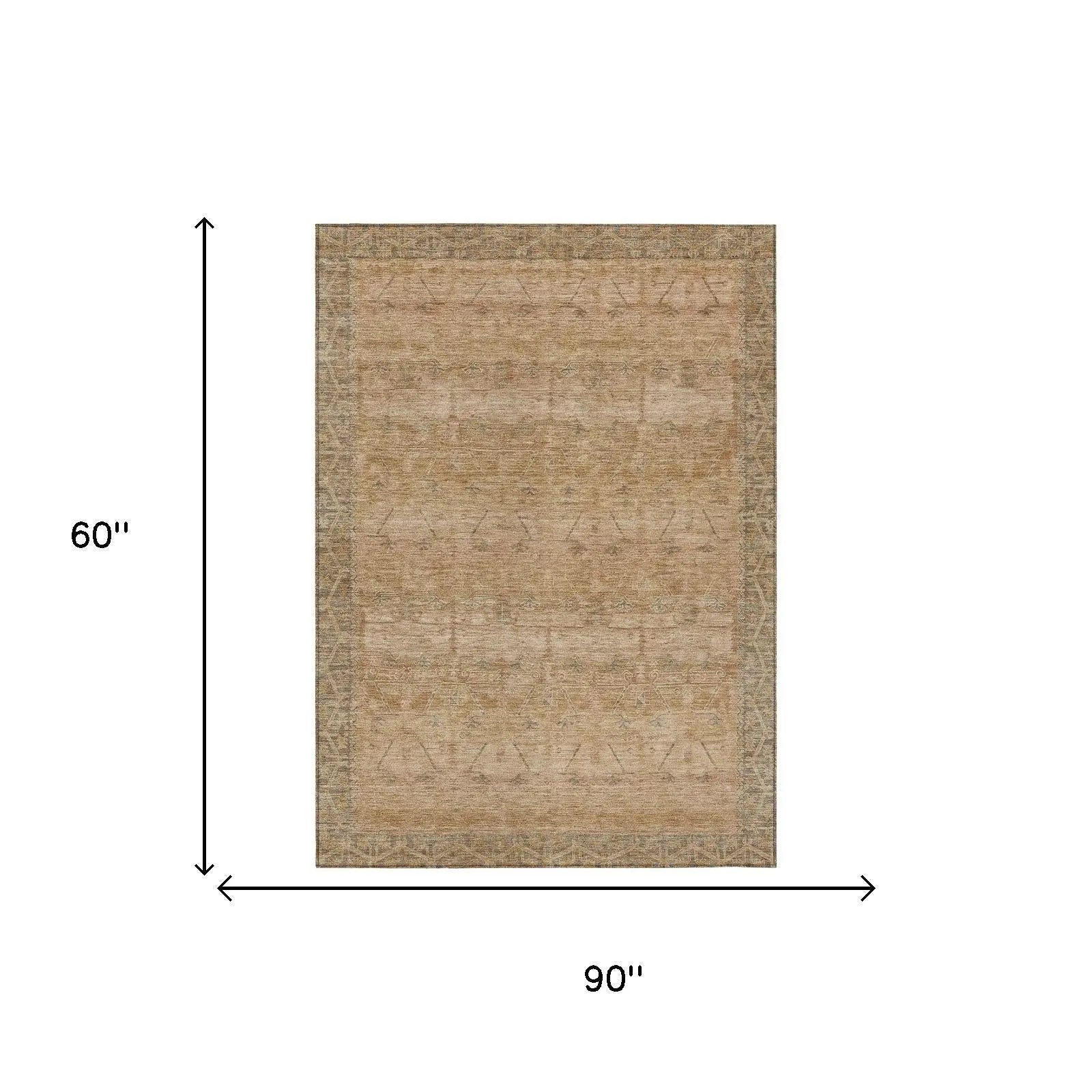 5' X 8' Coral And Orange Tribal Washable Indoor Outdoor Area Rug Homeroots Outdoor