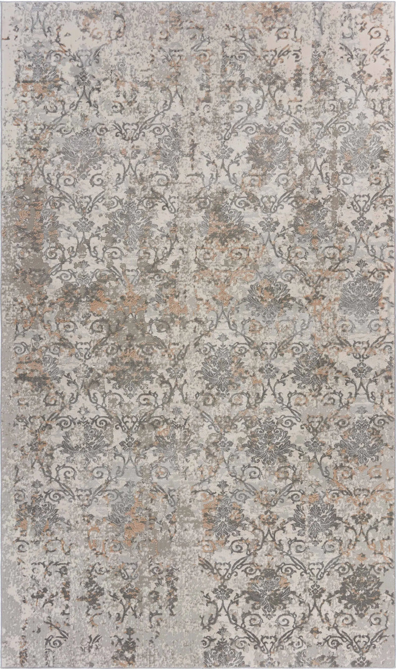 5' X 8' Cream Abstract Distressed Area Rug Homeroots Home Decor