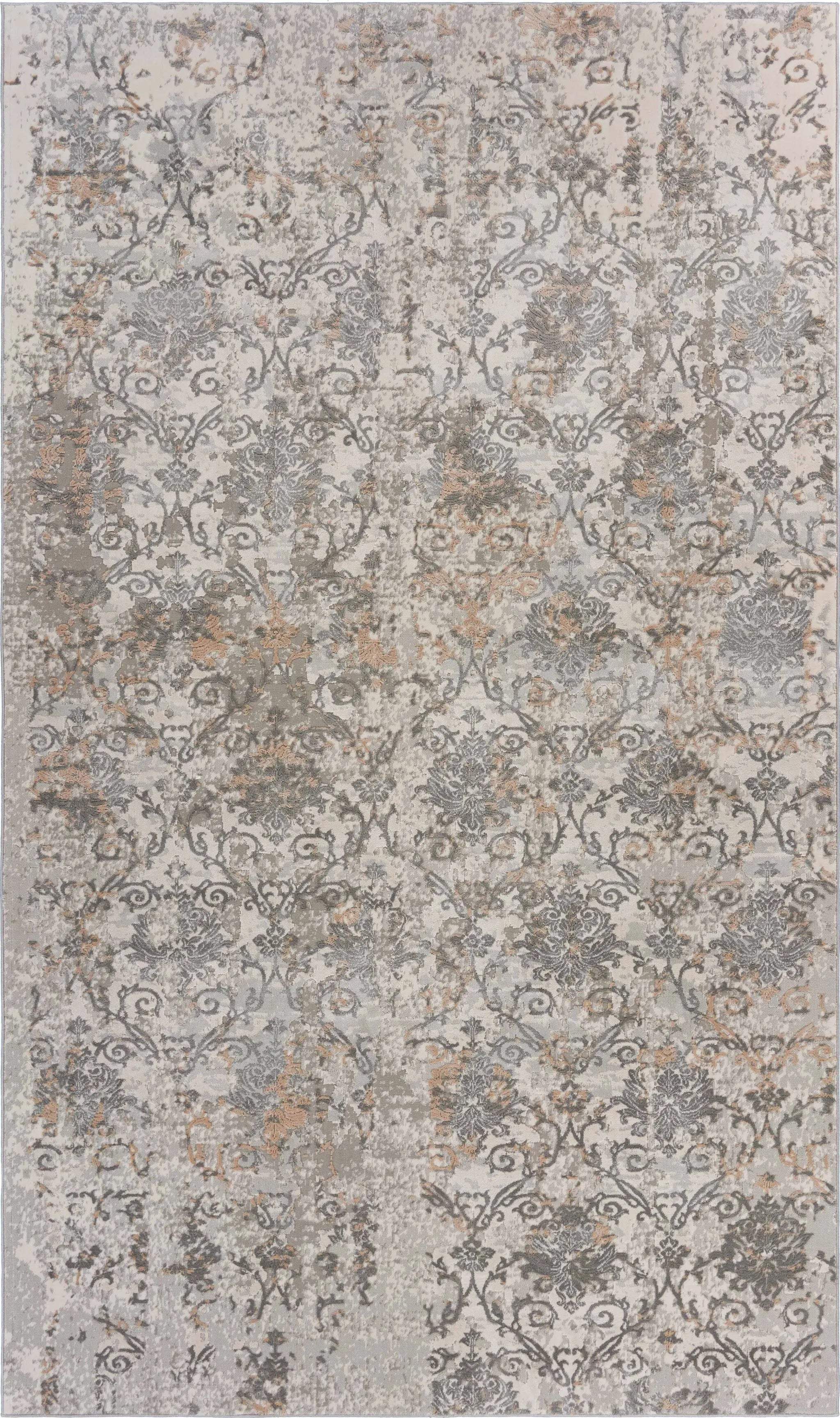 5' X 8' Cream Abstract Distressed Area Rug Homeroots Home Decor