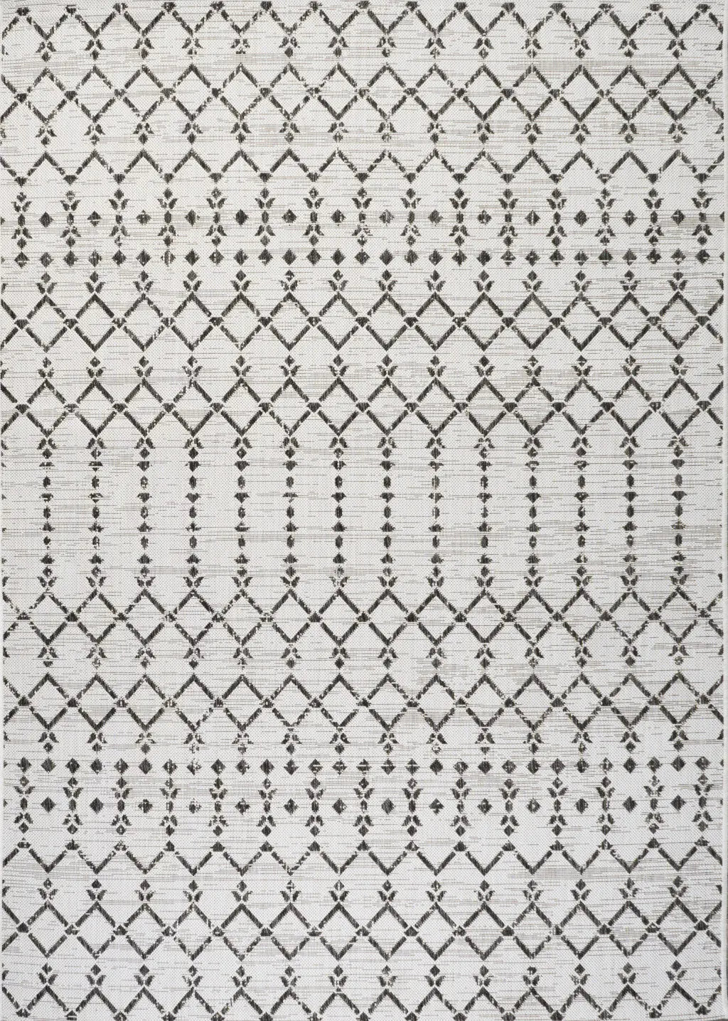 5' X 8' Cream And Black Trellis Indoor Outdoor Area Rug Homeroots Outdoor