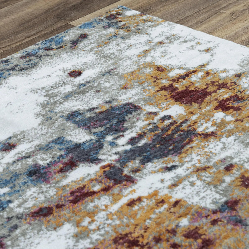 5' X 8' Cream And Blue Abstract Hand Carved Handmade Area Rug Homeroots Home Decor