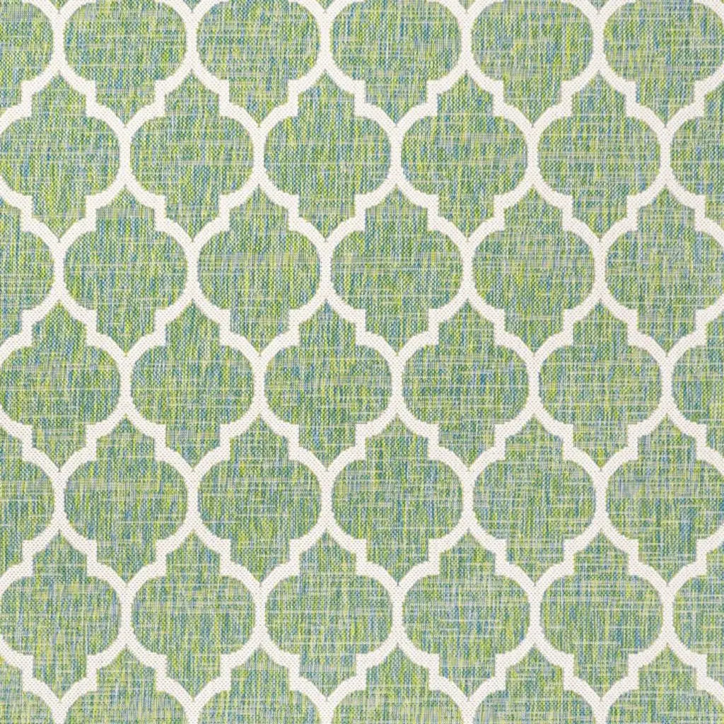 5' X 8' Cream And Green Geometric Indoor Outdoor Area Rug Homeroots Outdoor