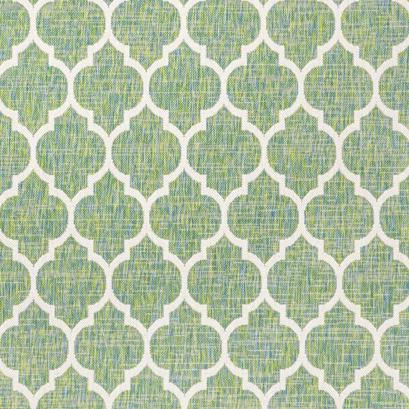 5' X 8' Cream And Green Geometric Indoor Outdoor Area Rug Homeroots Outdoor