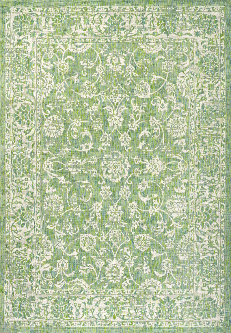 5' X 8' Cream And Green Medallion Indoor Outdoor Area Rug Homeroots Outdoor