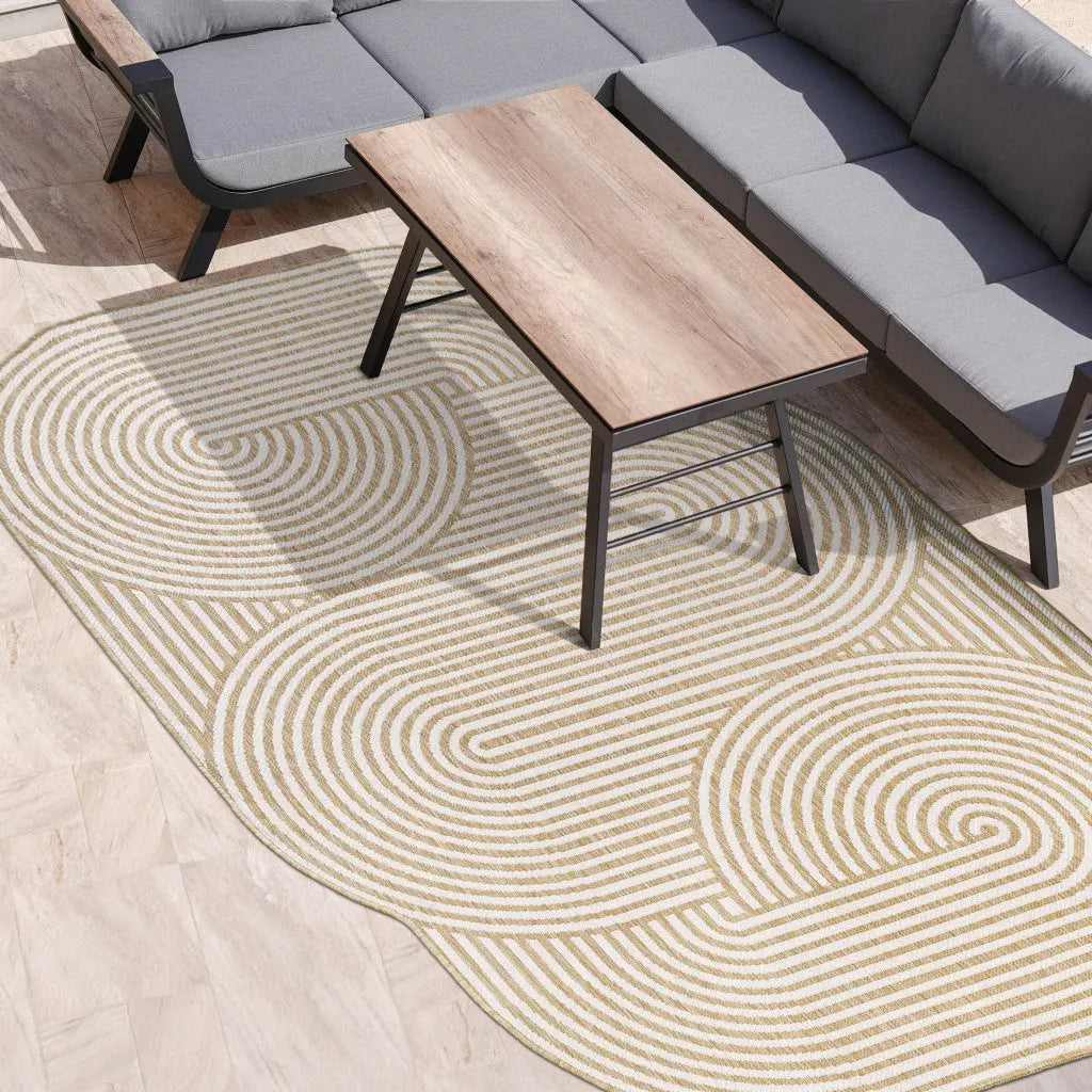 5' X 8' Cream And Natural Abstract Indoor Outdoor Area Rug Homeroots Outdoor